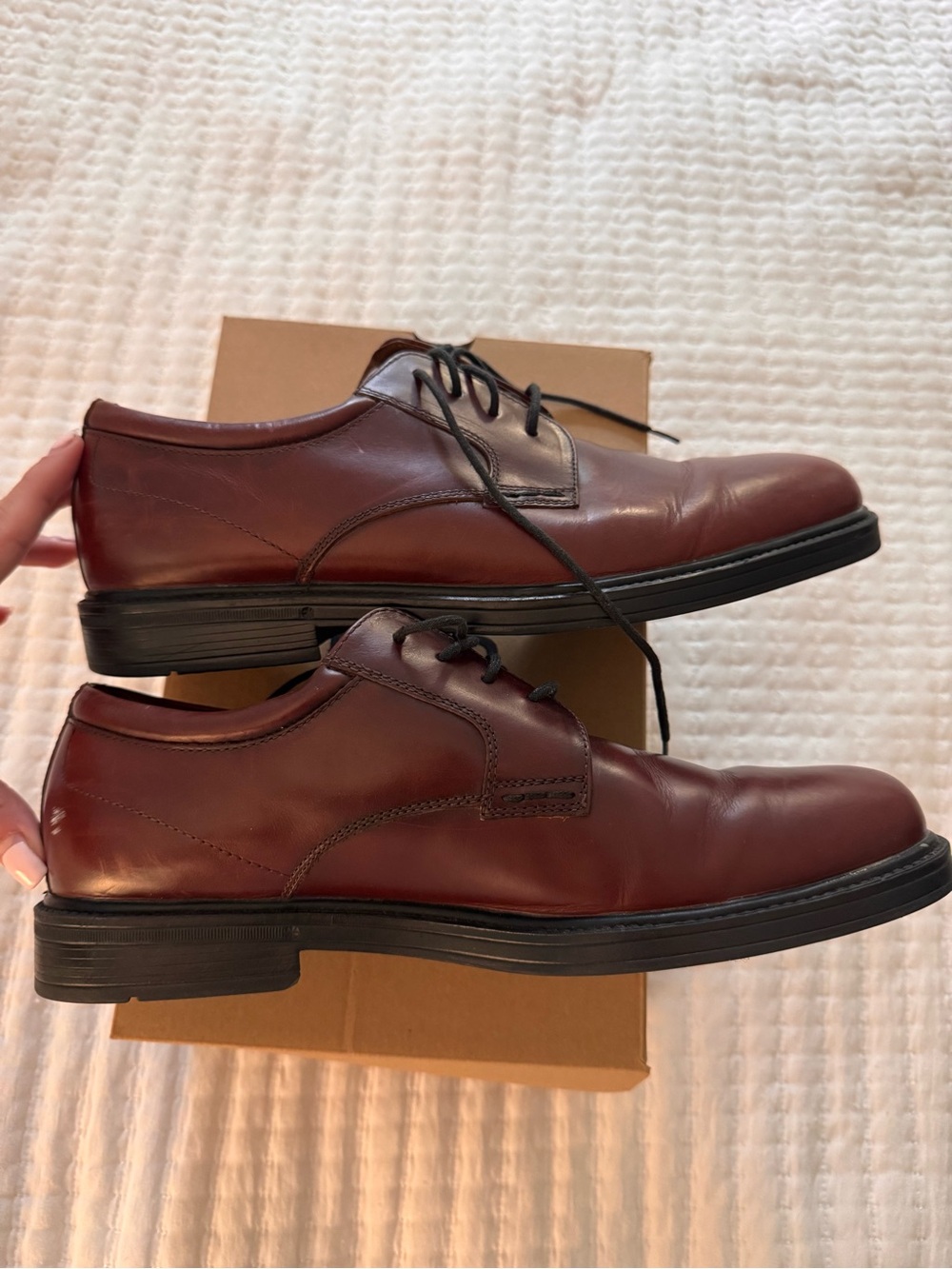Nunn Bush Burgundy Comfort Gel Plain Toe Oxford Dress Shoes- Size 11.5M